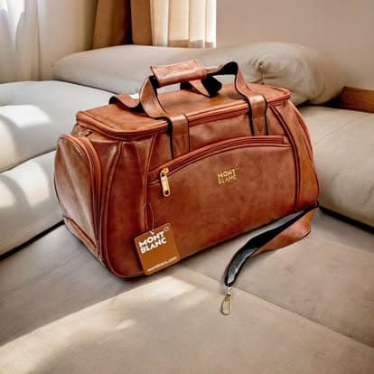 Faux Leather Duffle Travel Bag