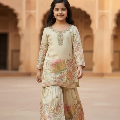 Girls Embroidered Kurta Set
